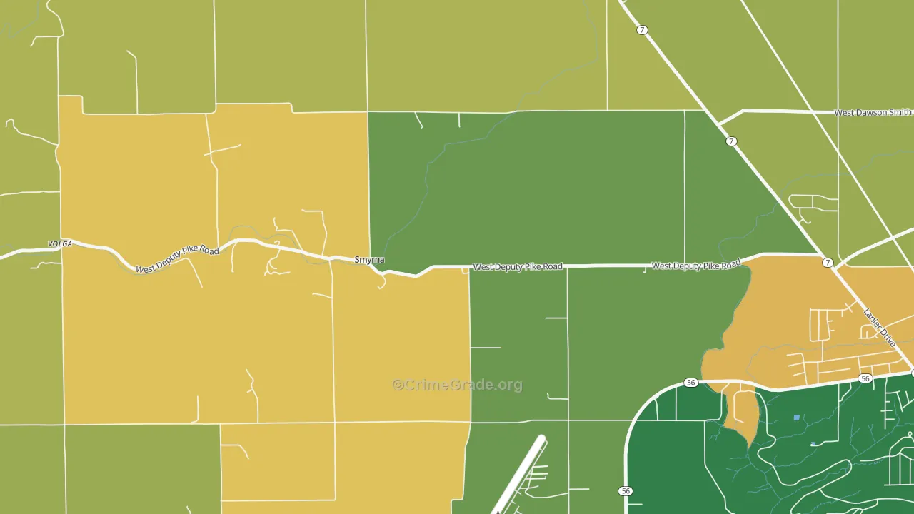 Smyrna, IN Map of Burglary Rates