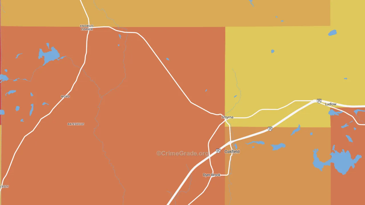 Smyrna Mills, ME Map of Burglary Rates