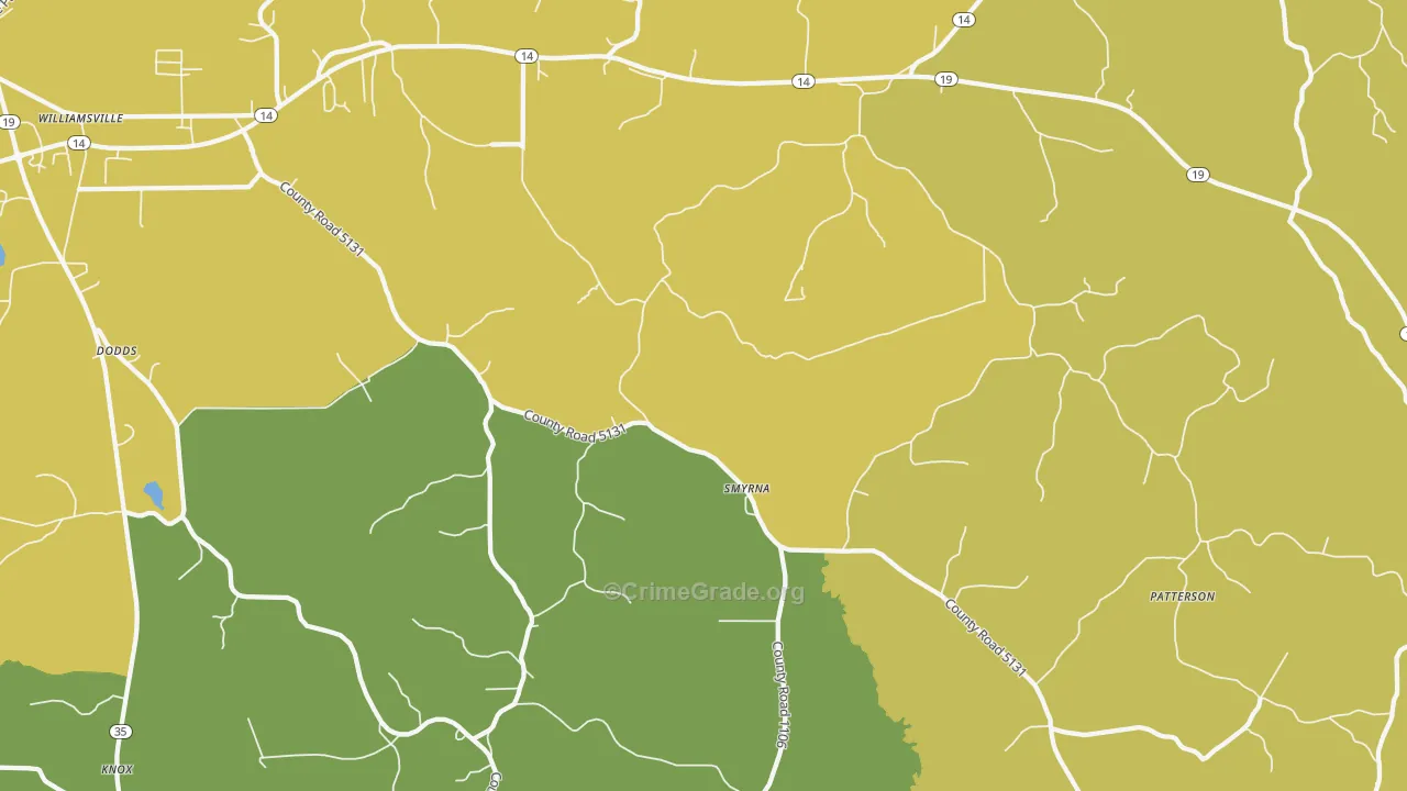Smyrna, MS Map of Burglary Rates