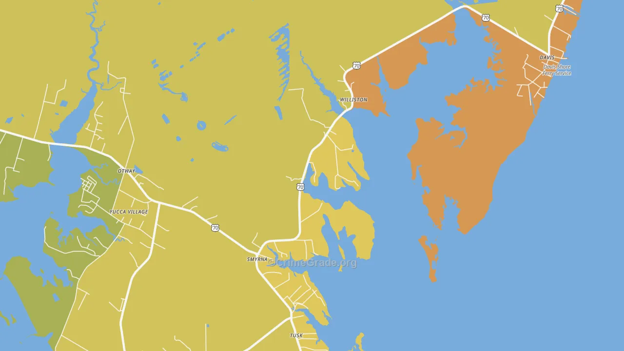 Smyrna, NC Map of Burglary Rates