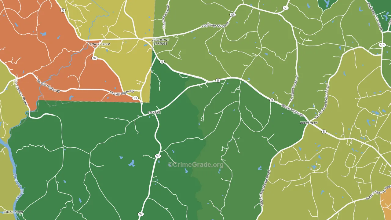 Smyrna, SC Map of Burglary Rates