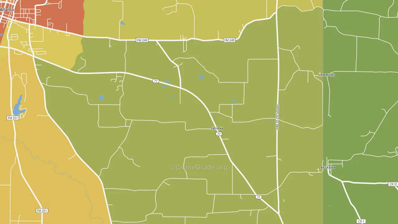 Smyrna, TX Map of Burglary Rates