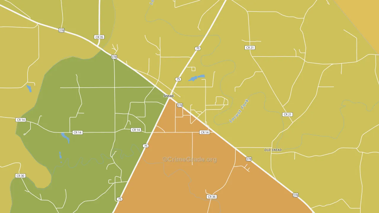 Snead, AL Map of Burglary Rates