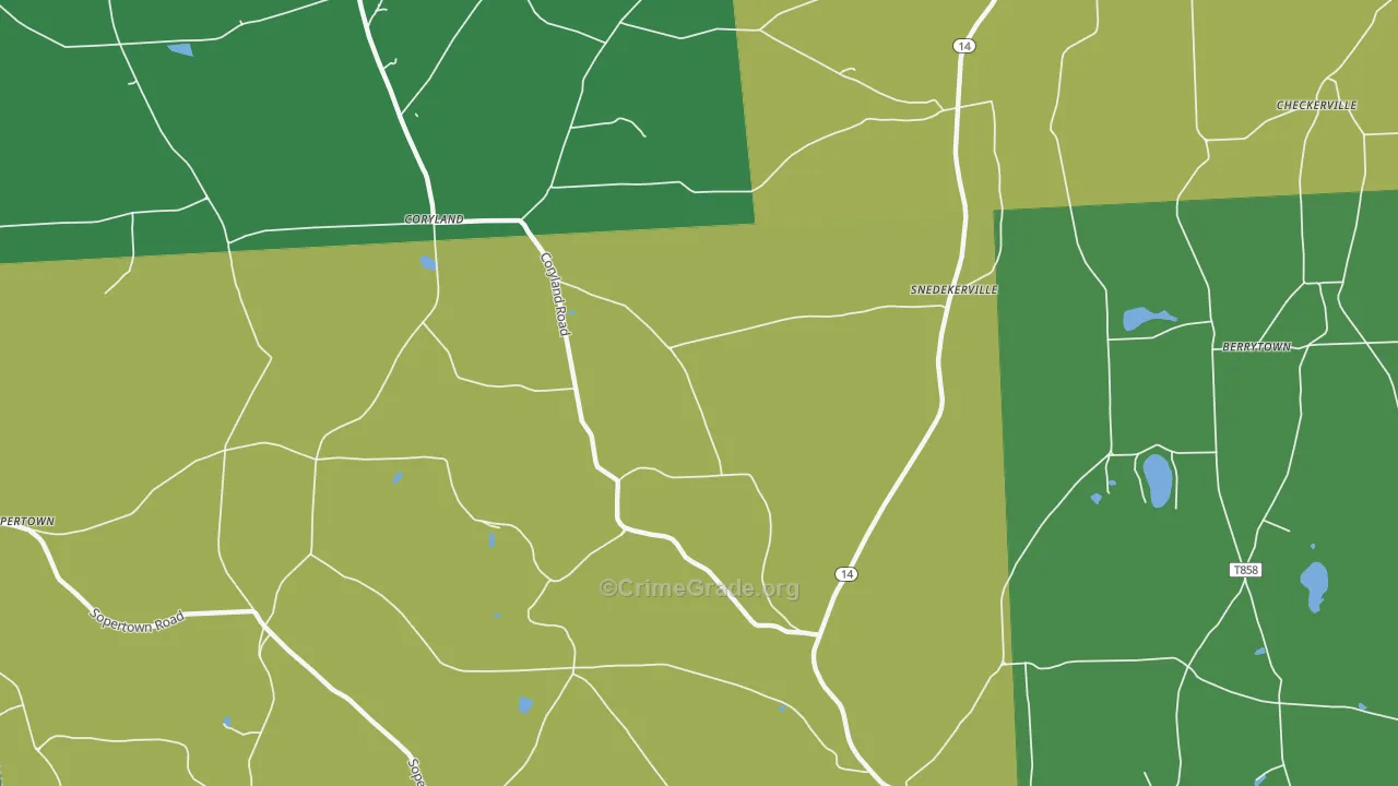 Snedekerville, PA Map of Burglary Rates