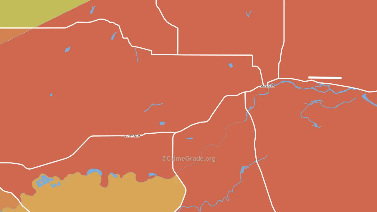 Snelling, CA Map of Burglary Rates