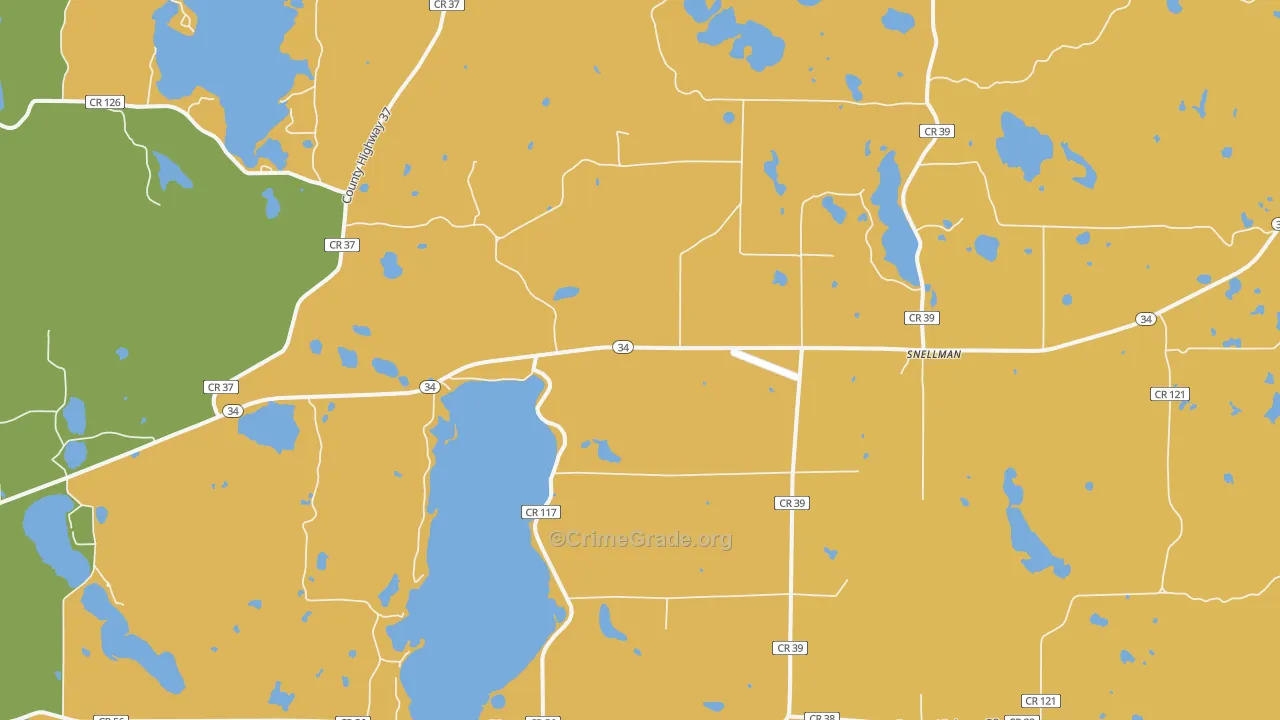 Snellman, MN Map of Burglary Rates