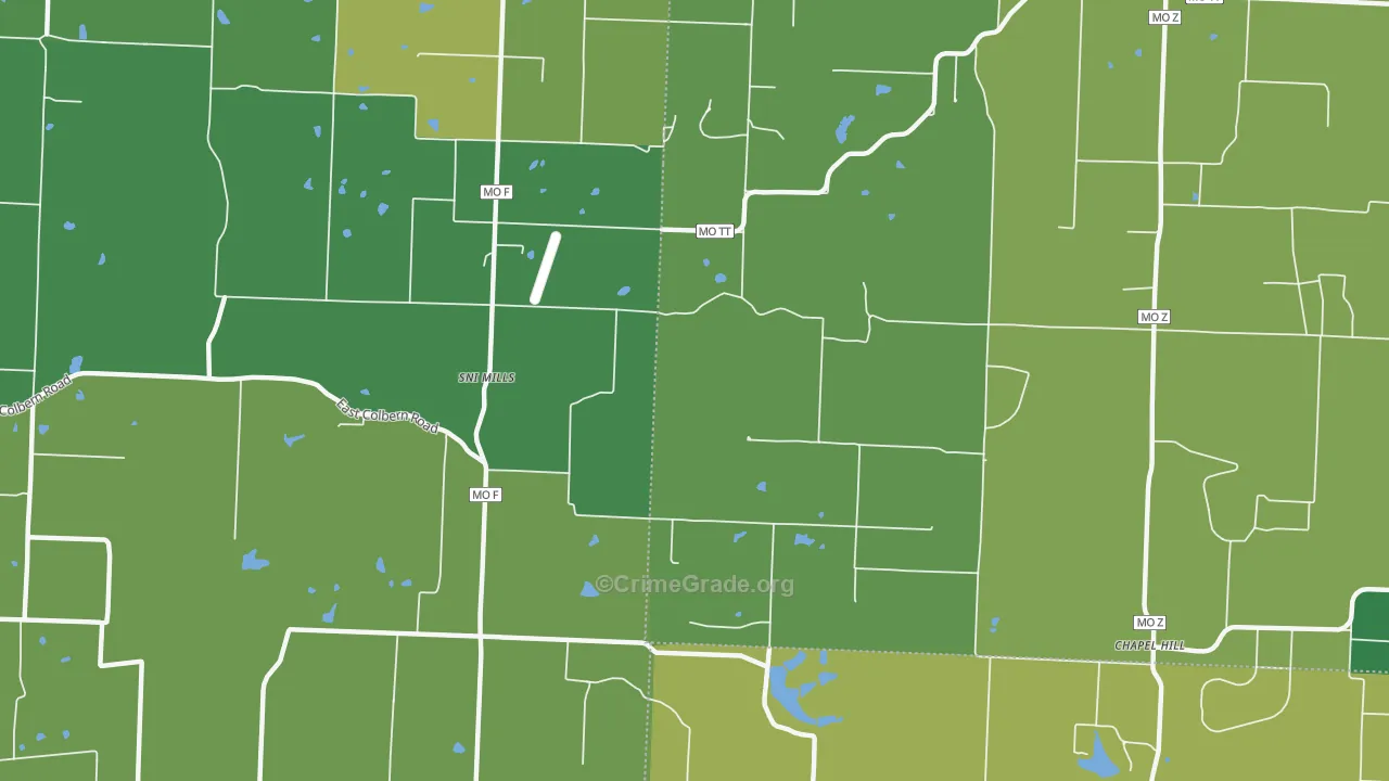 Sni Mills, MO Map of Burglary Rates