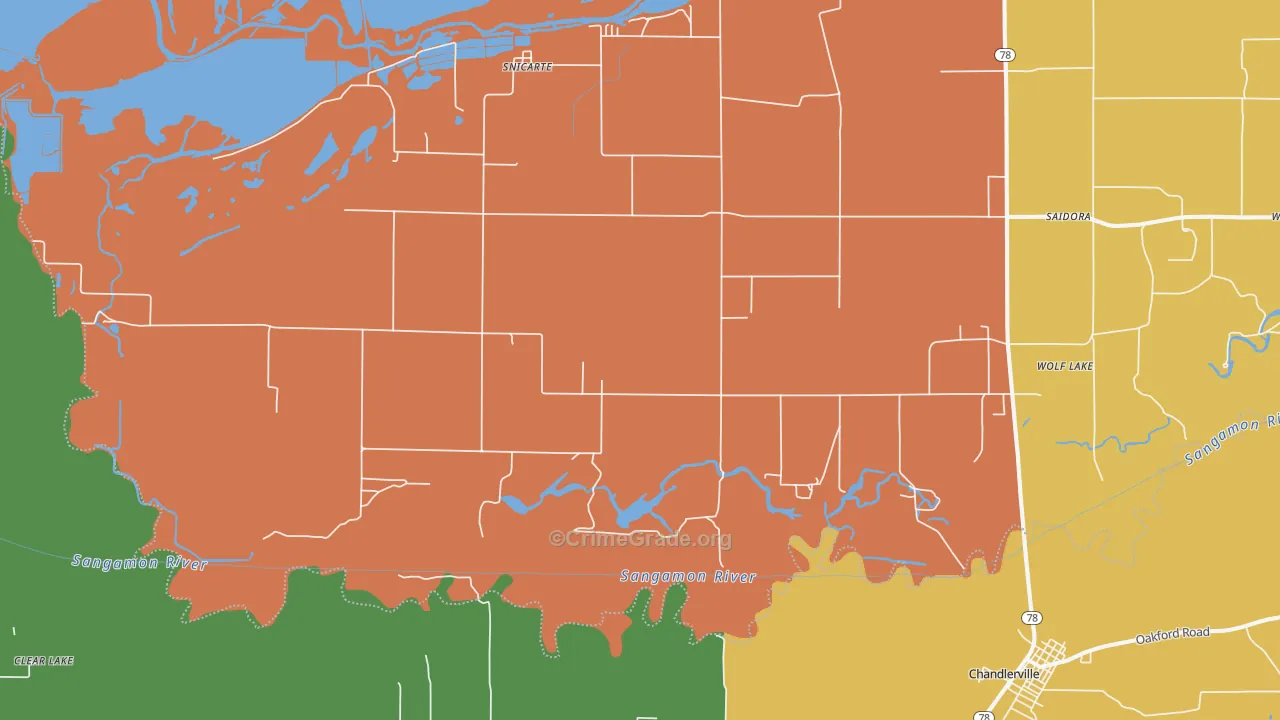 Snicarte, IL Map of Burglary Rates