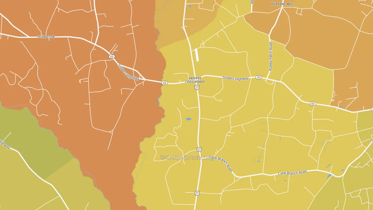 Sniders Crossroads, SC Map of Burglary Rates