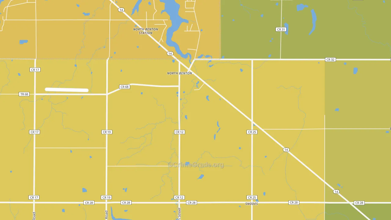 Snodes, OH Map of Burglary Rates