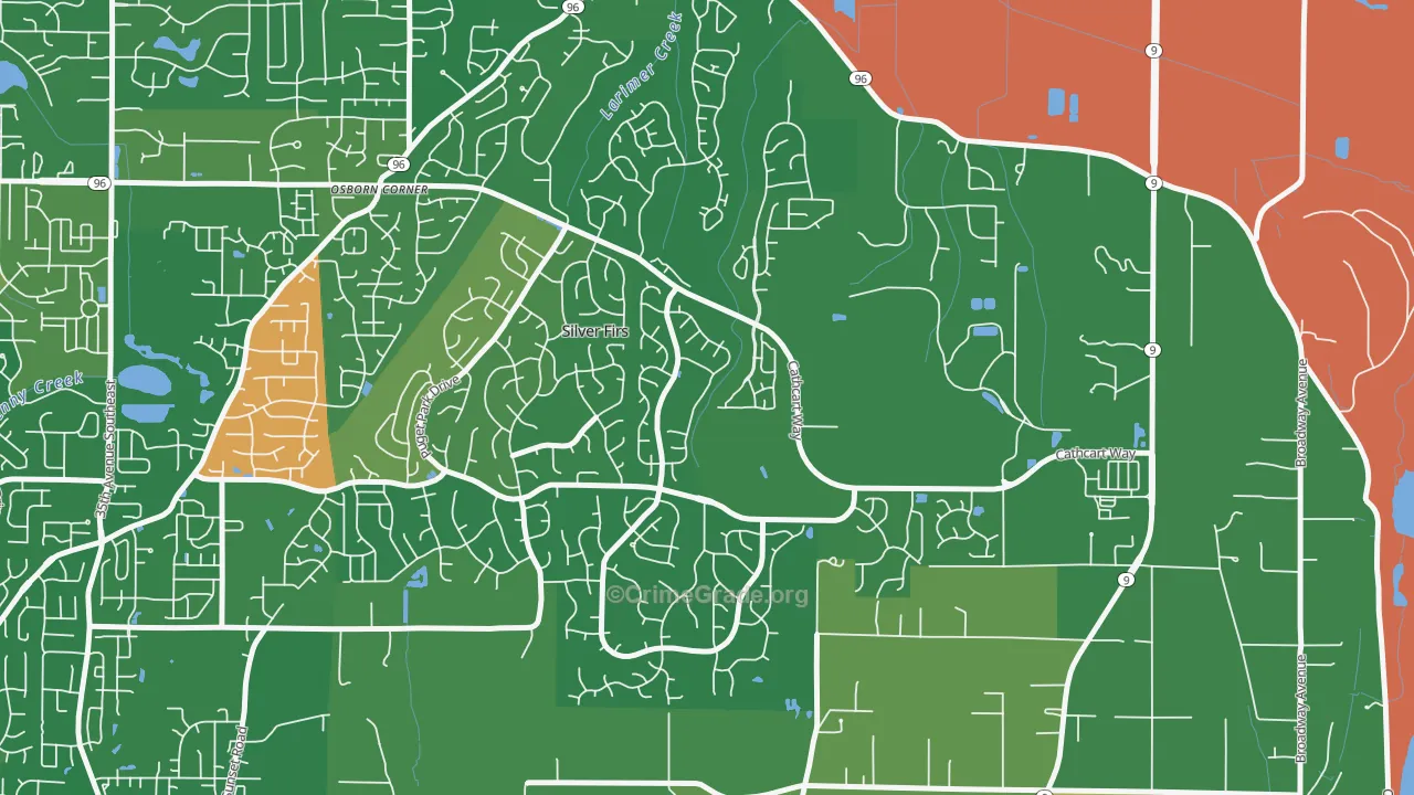 Snohomish Cascade, Silver Firs, WA Map of Burglary Rates