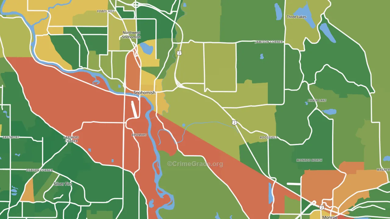 Snohomish, WA Map of Burglary Rates