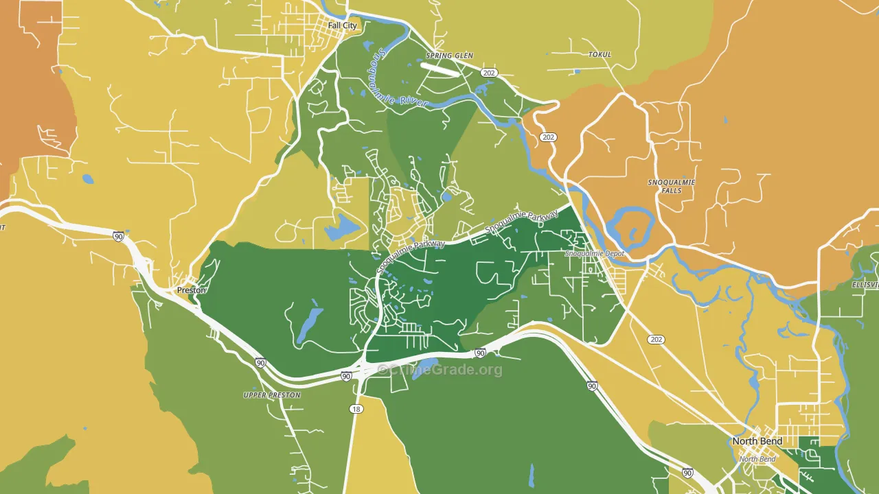 Snoqualmie, WA Map of Burglary Rates