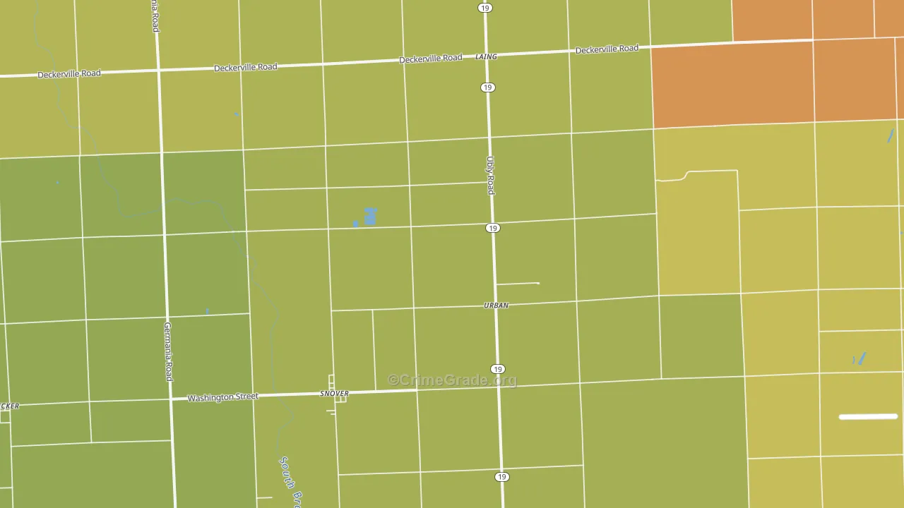 Snover, MI Map of Burglary Rates