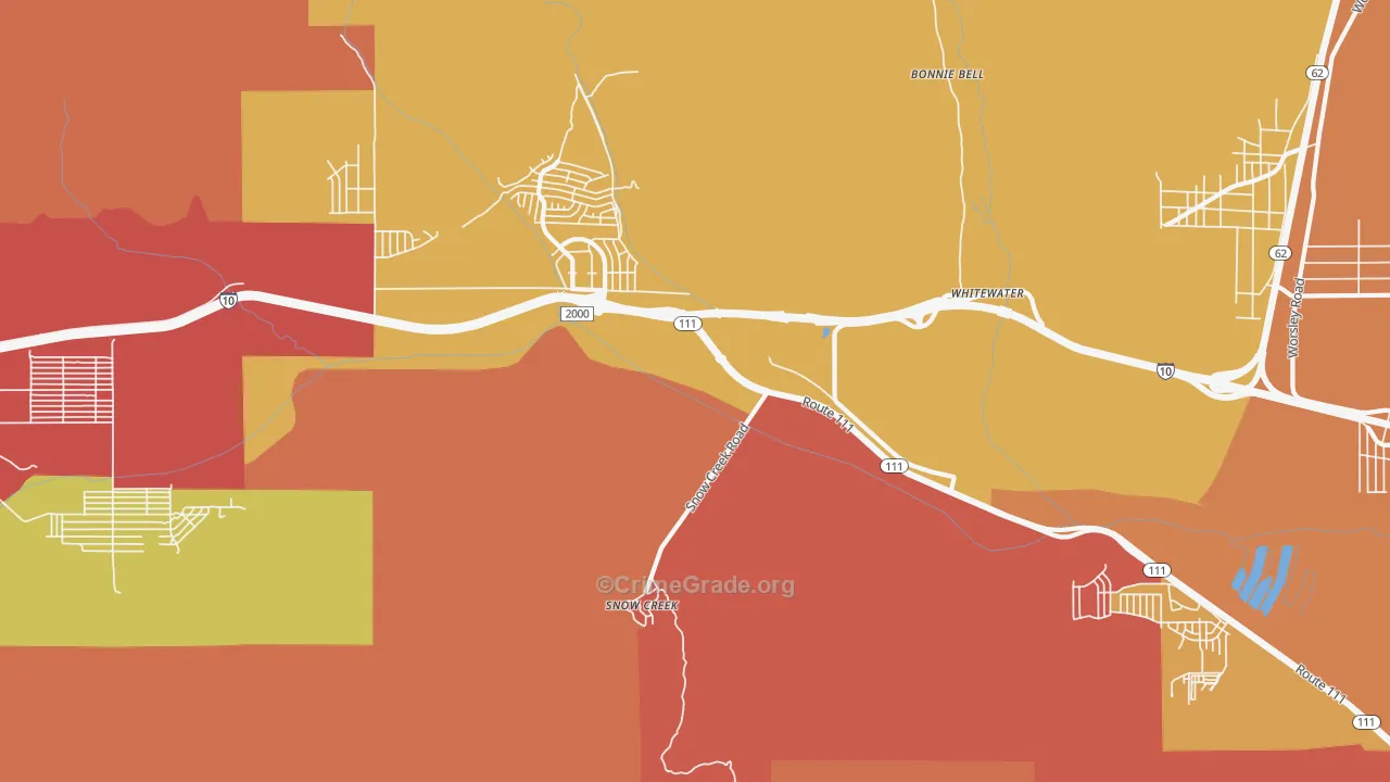 Snow Creek, CA Map of Burglary Rates
