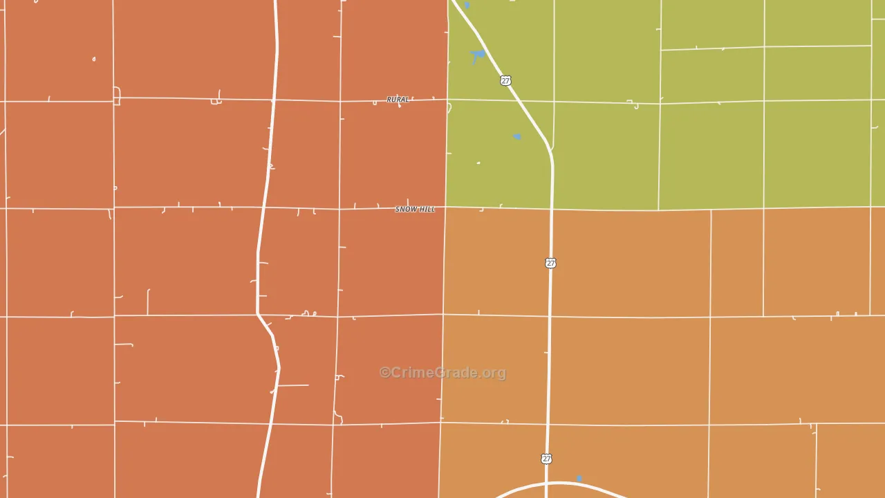 Snow Hill, IN Map of Burglary Rates