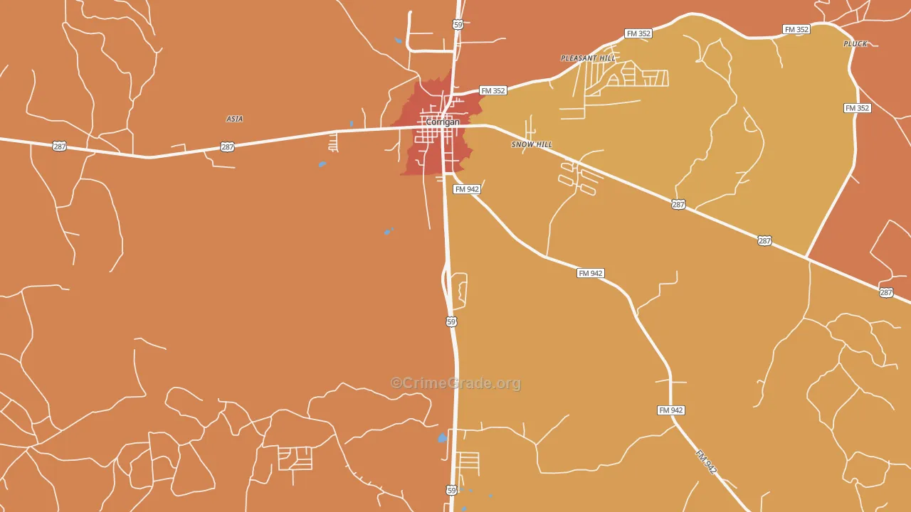 Snow Hill, TX Map of Burglary Rates