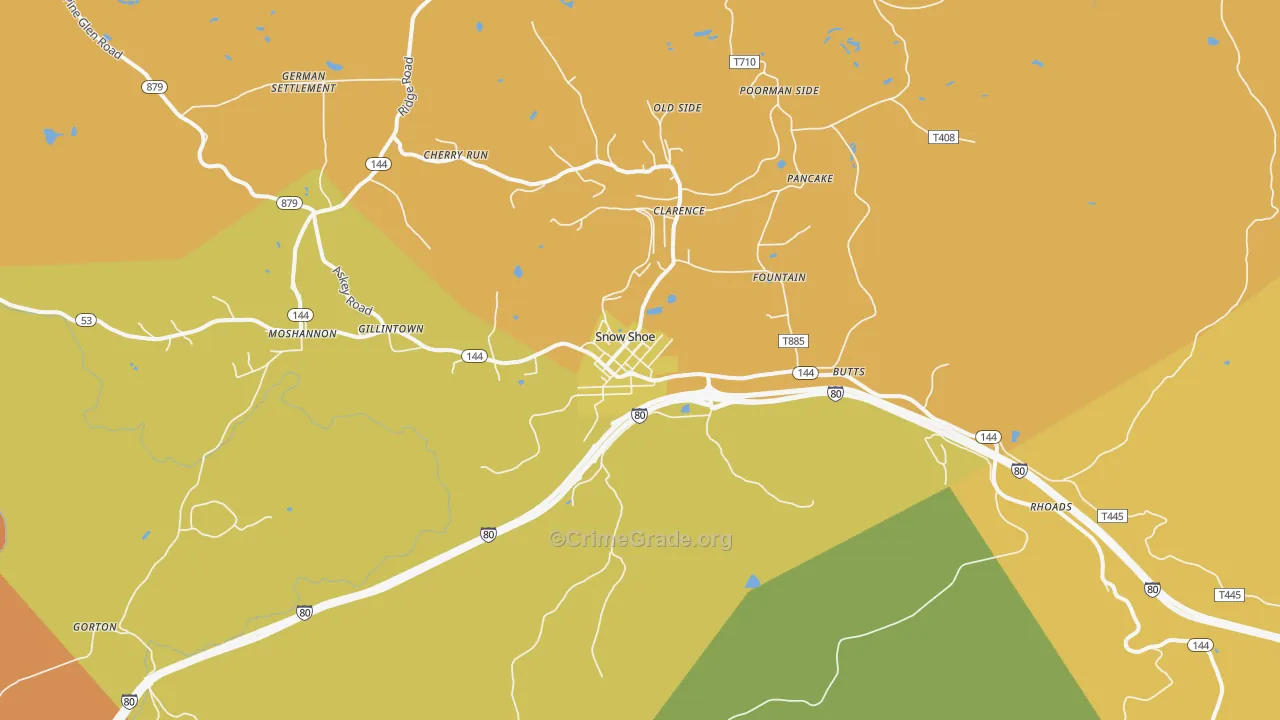 Snow Shoe, PA Map of Burglary Rates