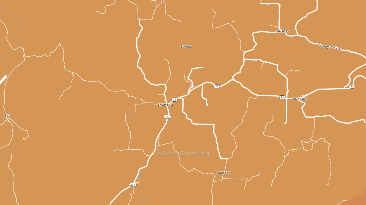Snowball, AR Map of Burglary Rates
