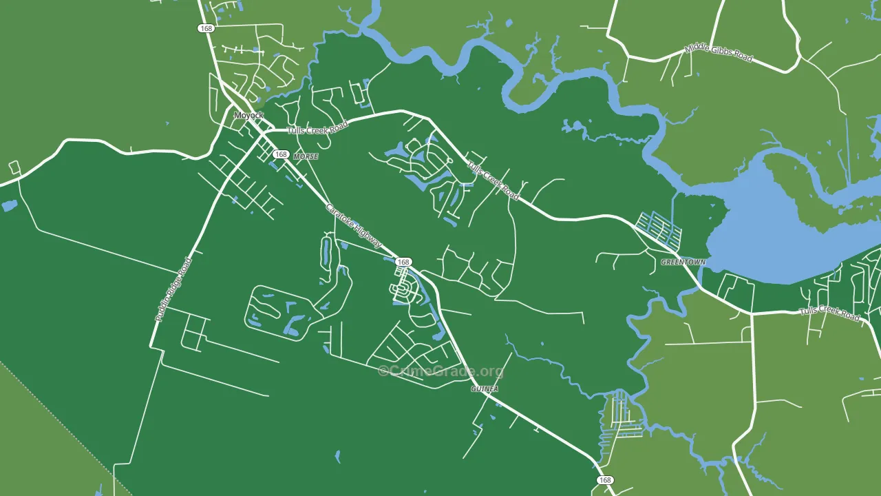 Snowden, NC Map of Burglary Rates