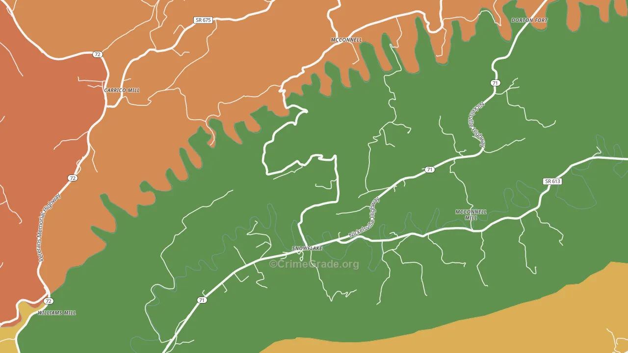 Snowflake, VA Map of Burglary Rates