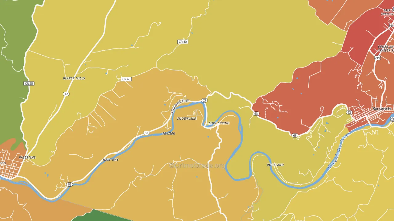 Snowflake, WV Map of Burglary Rates