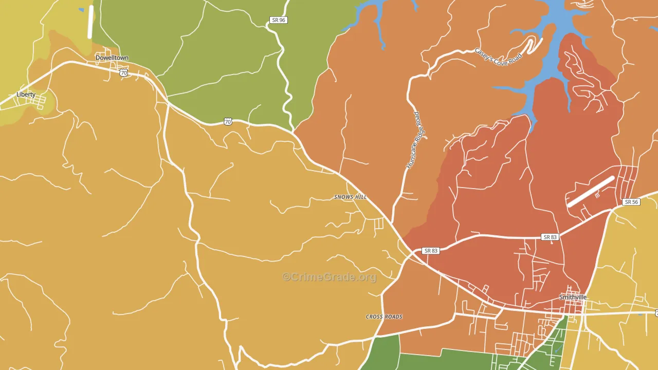 Snows Hill, TN Map of Burglary Rates
