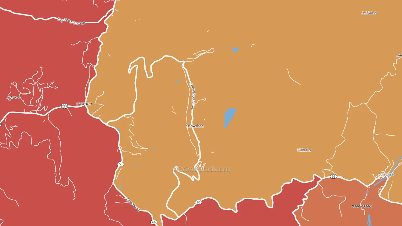 Snowshoe, WV Map of Burglary Rates