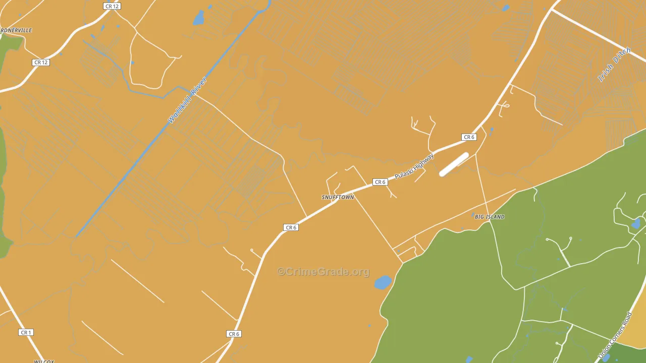 Snufftown, NY Map of Burglary Rates