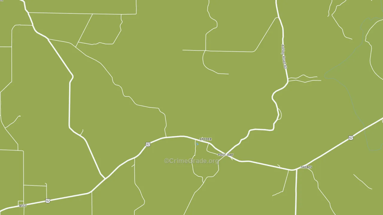 Snyder, AR Map of Burglary Rates