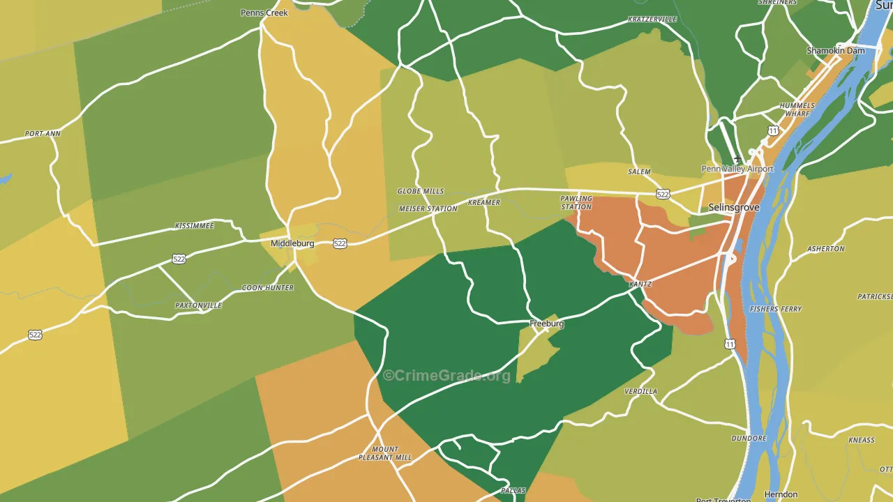Snyder County, PA Map of Burglary Rates