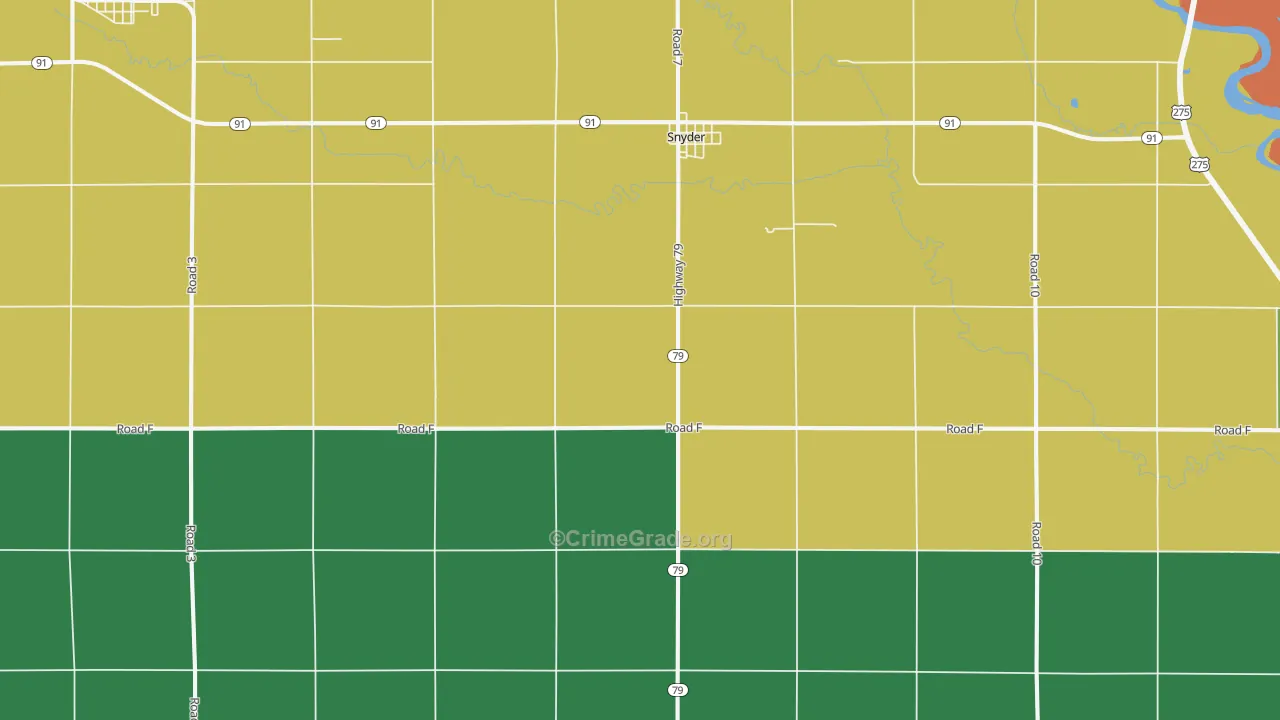 Snyder, NE Map of Burglary Rates