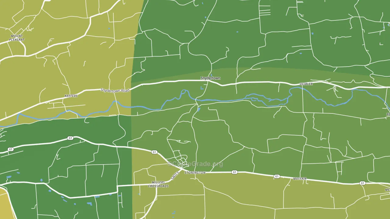 Snydertown, PA Map of Burglary Rates