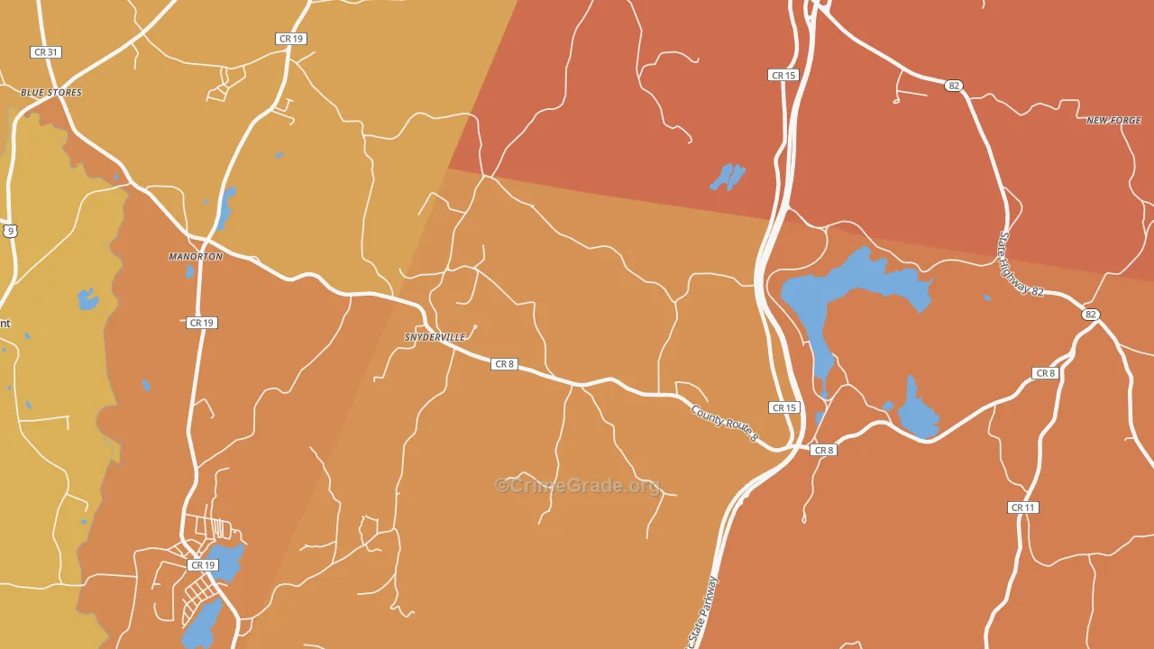 Snyderville, NY Map of Burglary Rates