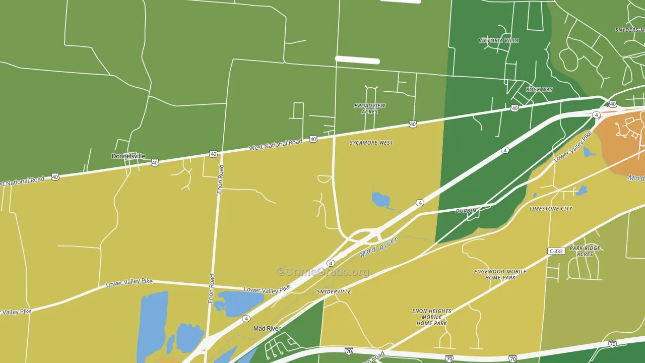 Snyderville, OH Map of Burglary Rates