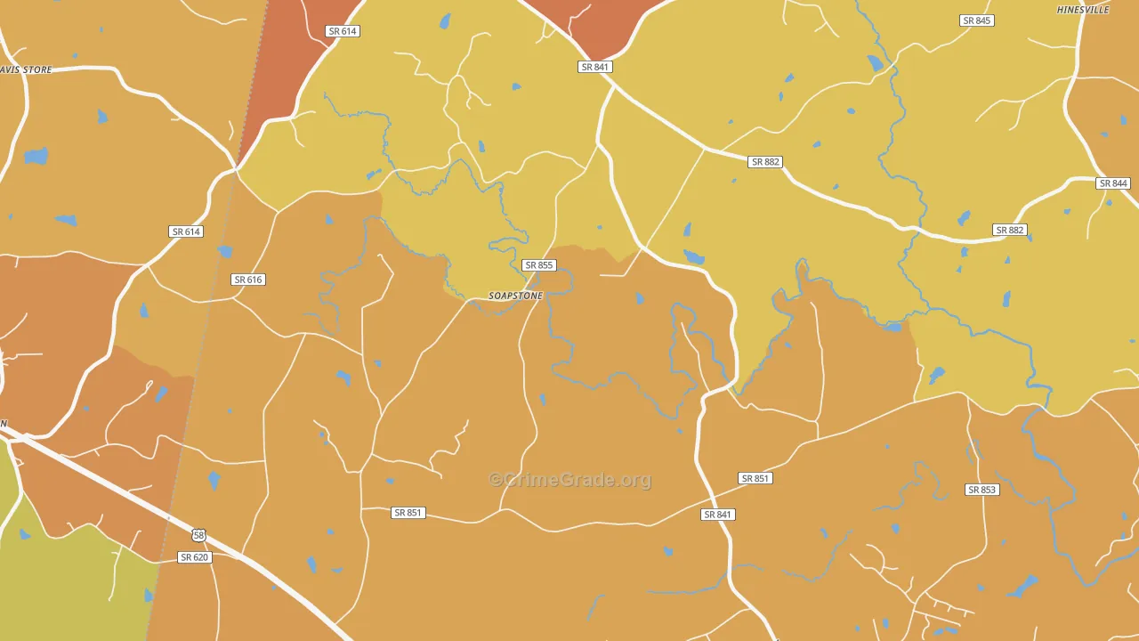 Soapstone, VA Map of Burglary Rates