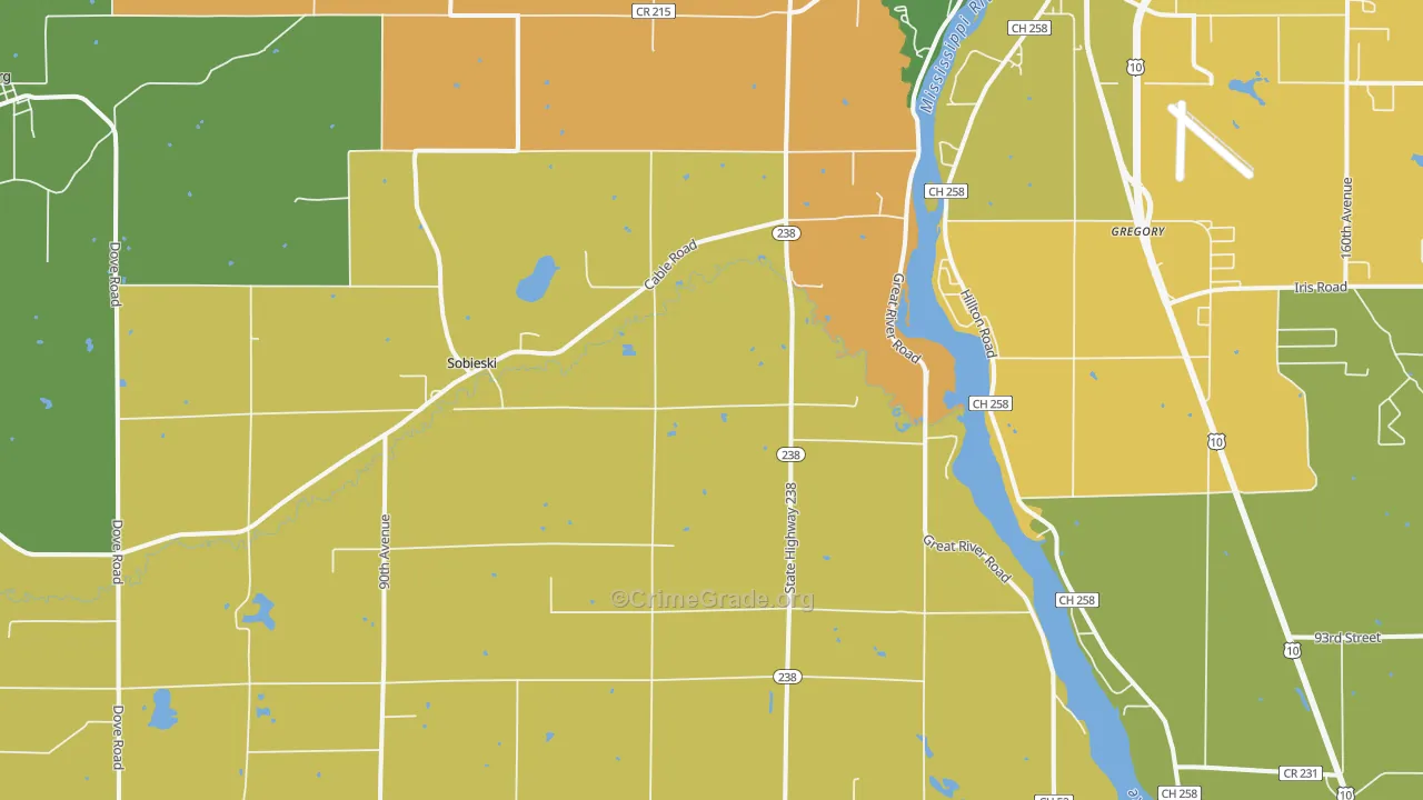 Sobieski, MN Map of Burglary Rates