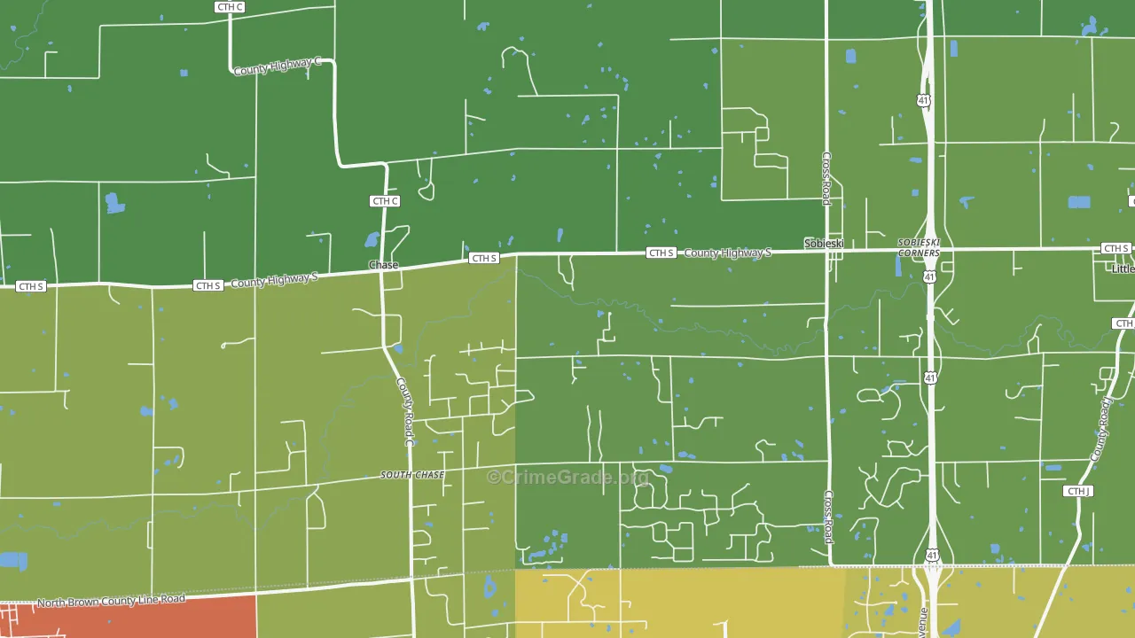 Sobieski, WI Map of Burglary Rates