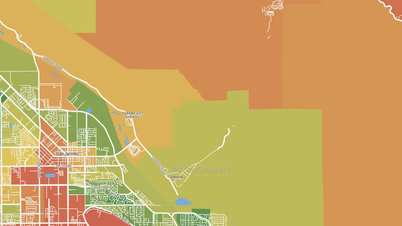 Soboba Hot Springs, CA Map of Burglary Rates