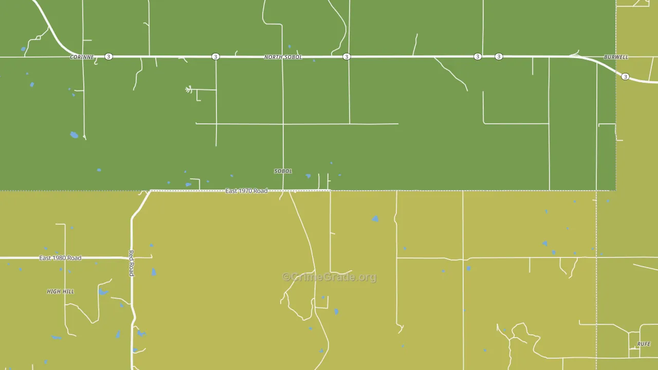 Sobol, OK Map of Burglary Rates
