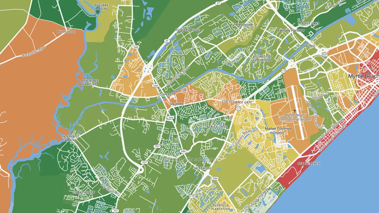 Socastee, SC Map of Burglary Rates