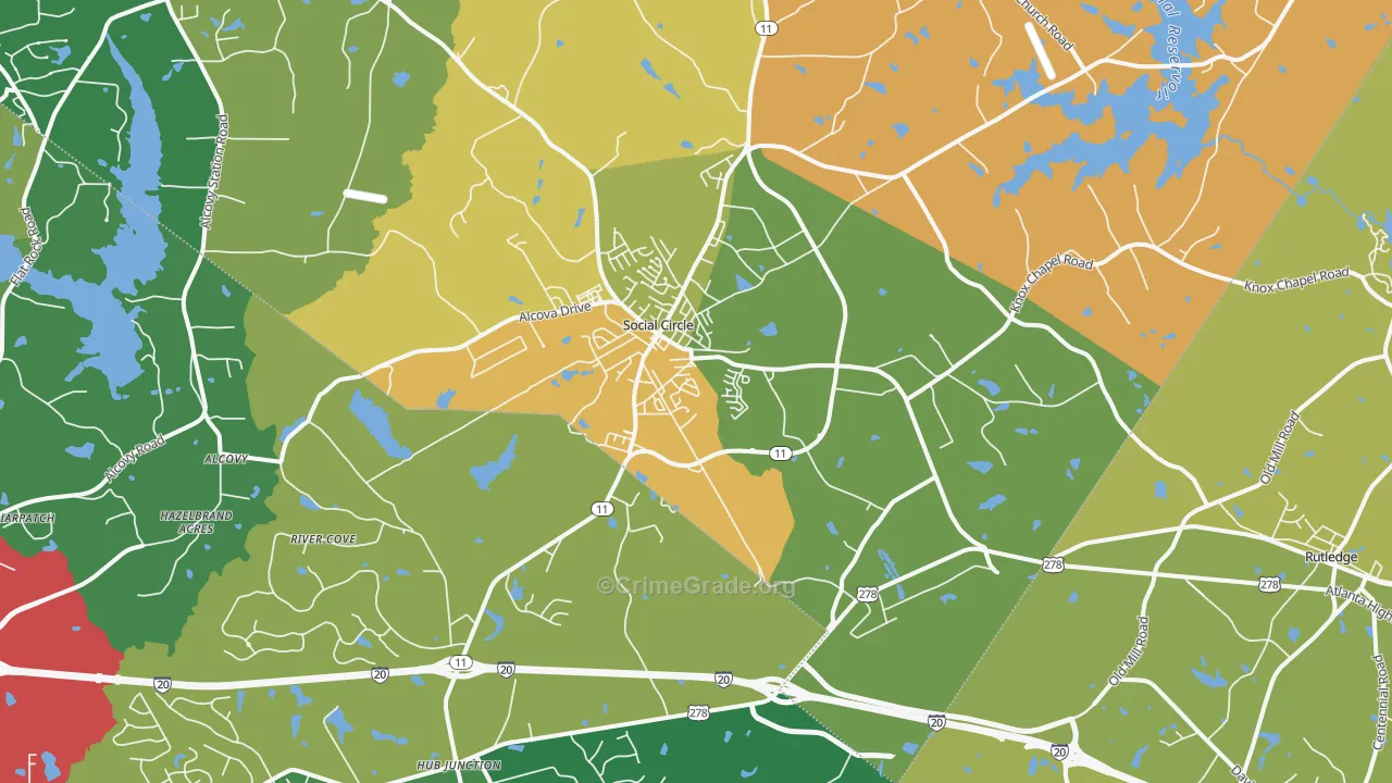 Social Circle, GA Map of Burglary Rates