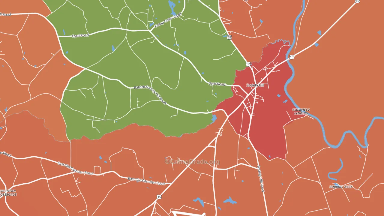 Society Hill, SC Map of Burglary Rates