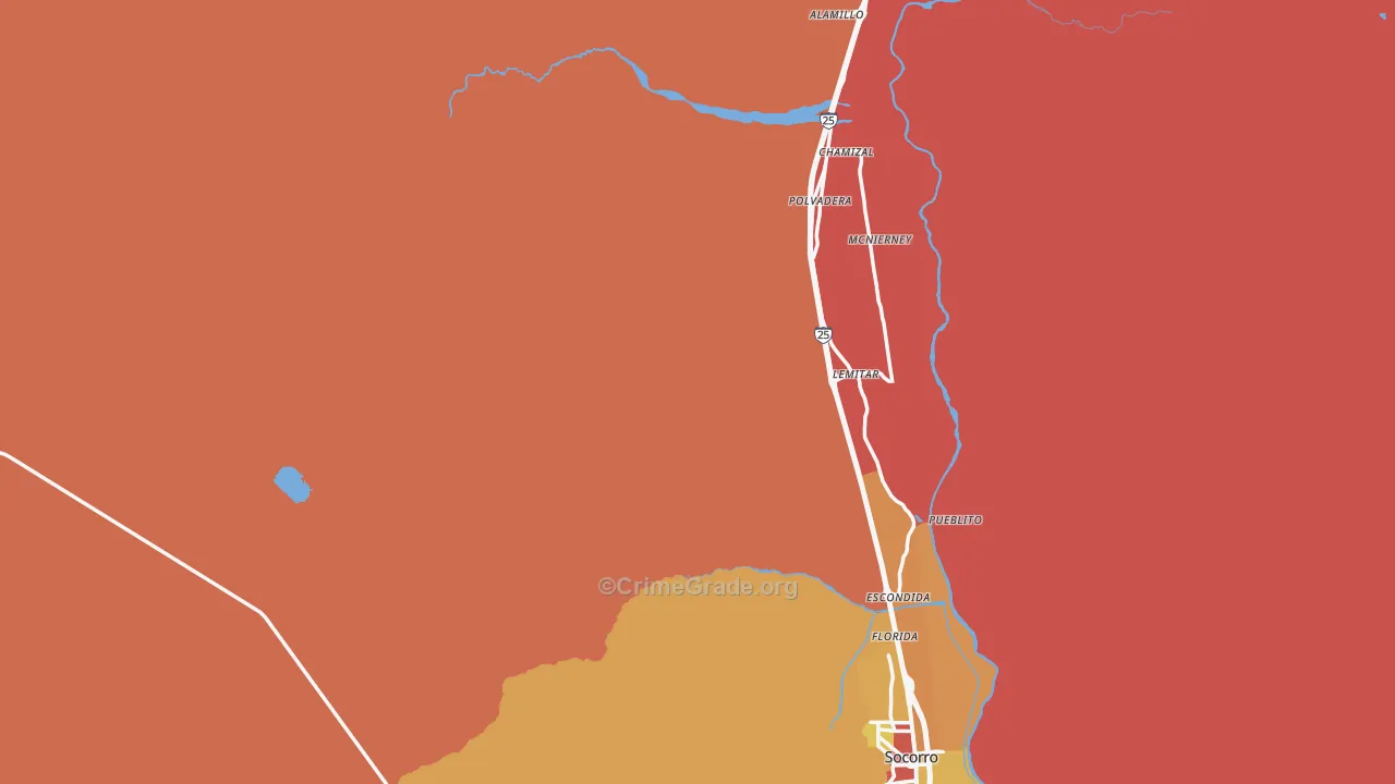 Socorro County, NM Map of Burglary Rates