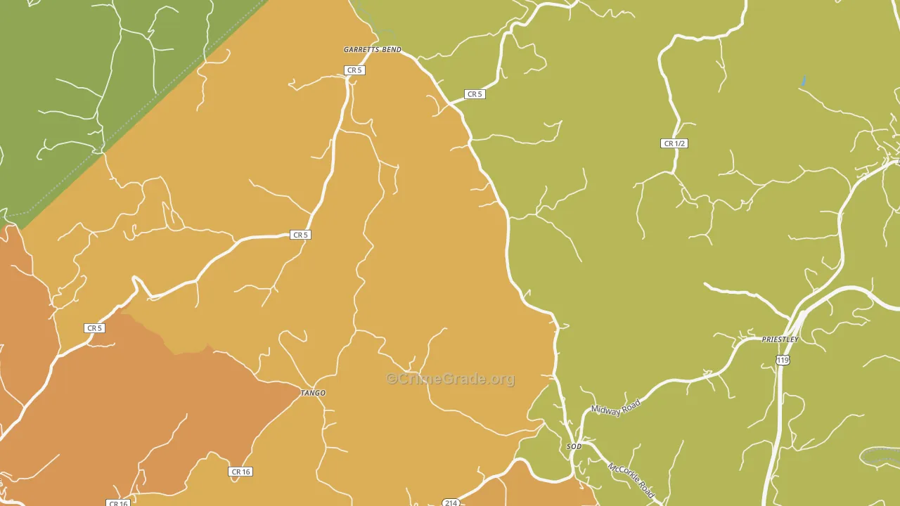 Sod, WV Map of Burglary Rates
