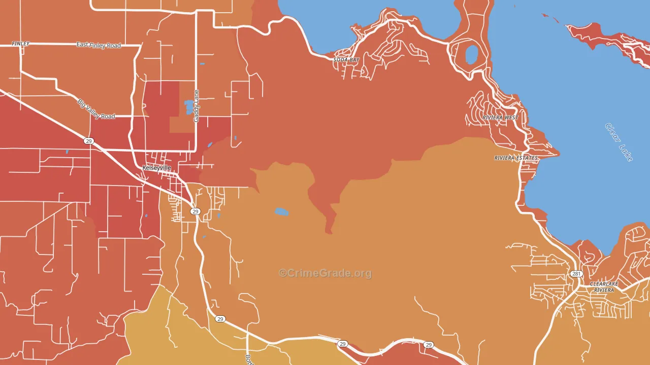 Soda Bay, CA Map of Burglary Rates