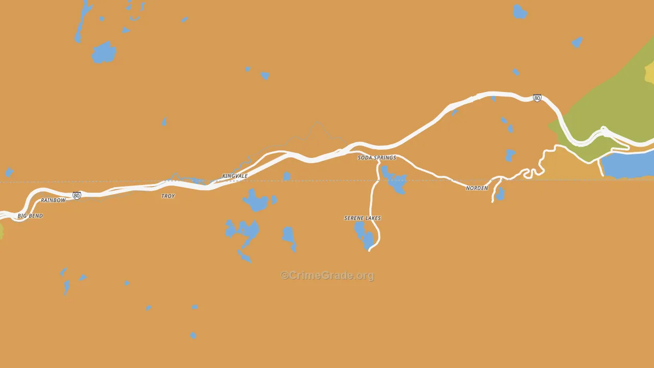 Soda Springs, CA Map of Burglary Rates