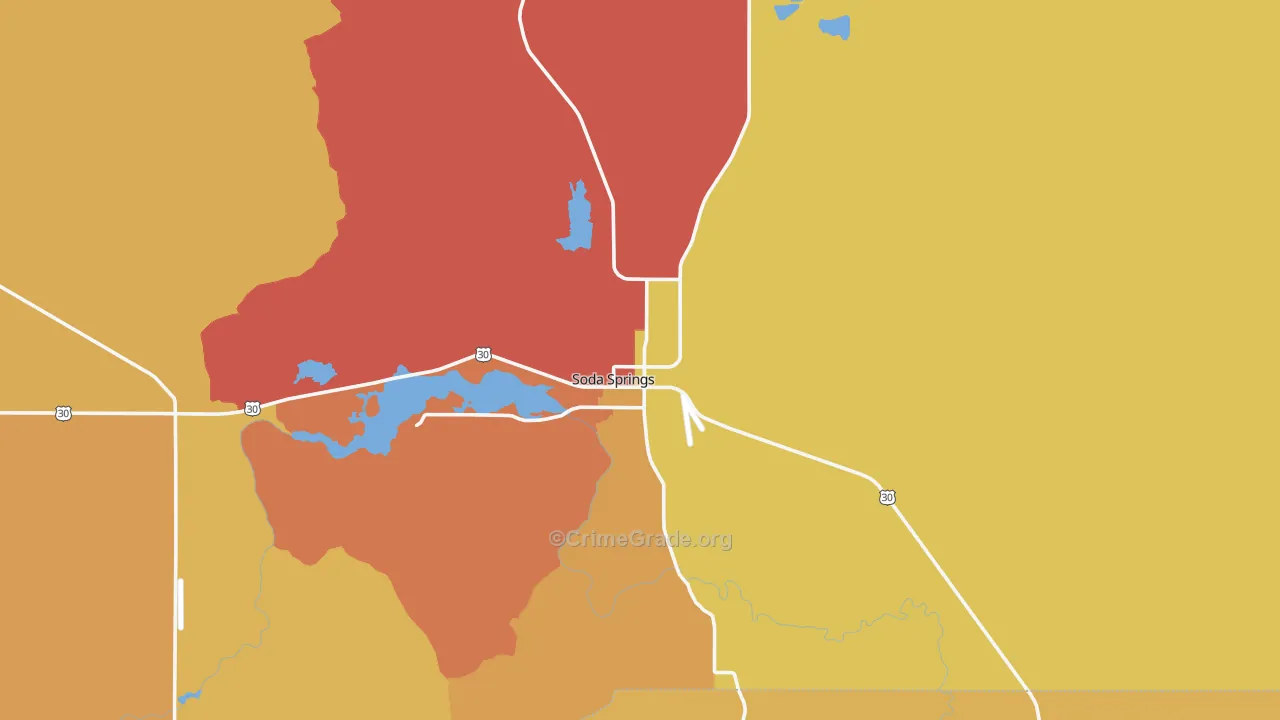 Soda Springs, ID Map of Burglary Rates