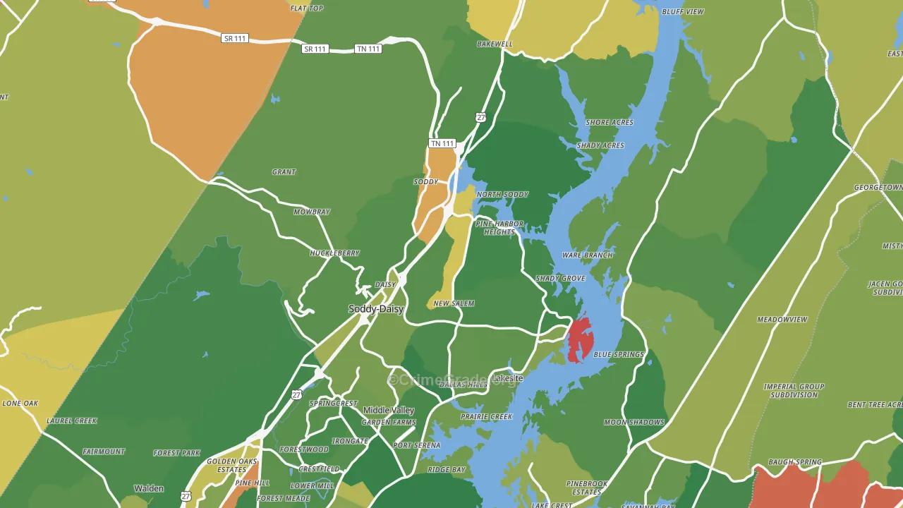 Soddy-Daisy, TN Map of Burglary Rates