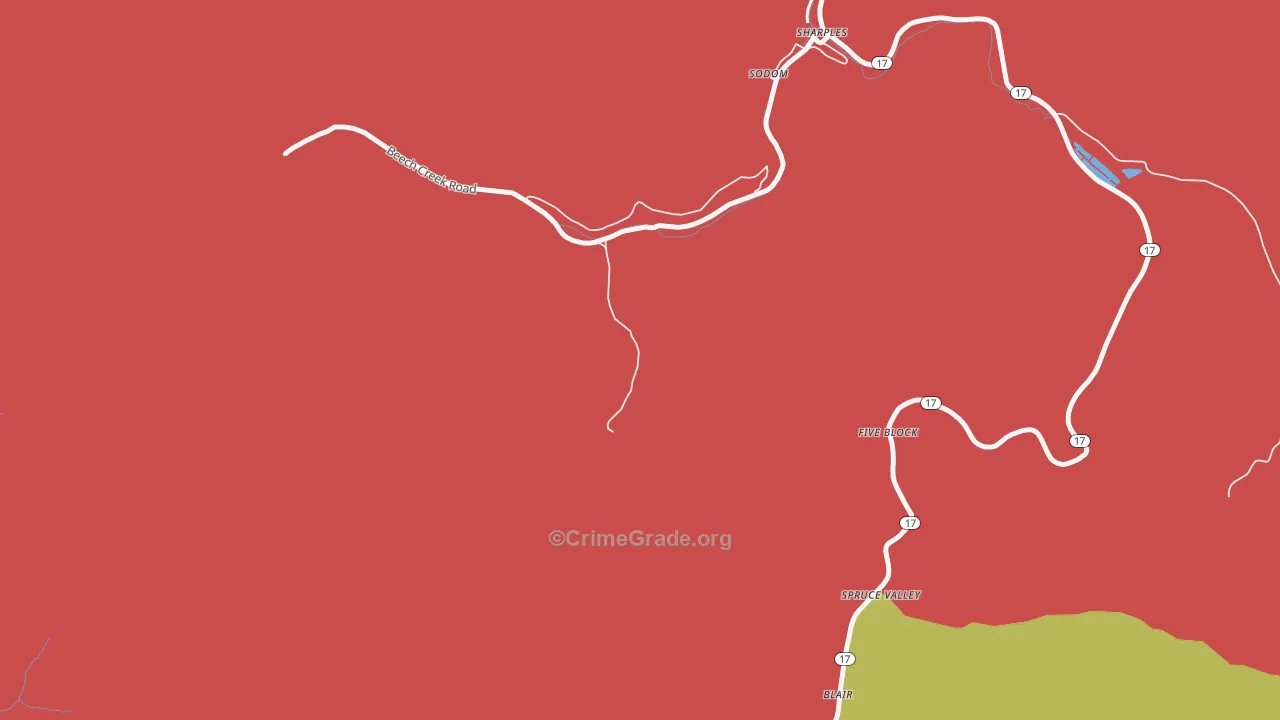 Sodom, WV Map of Burglary Rates